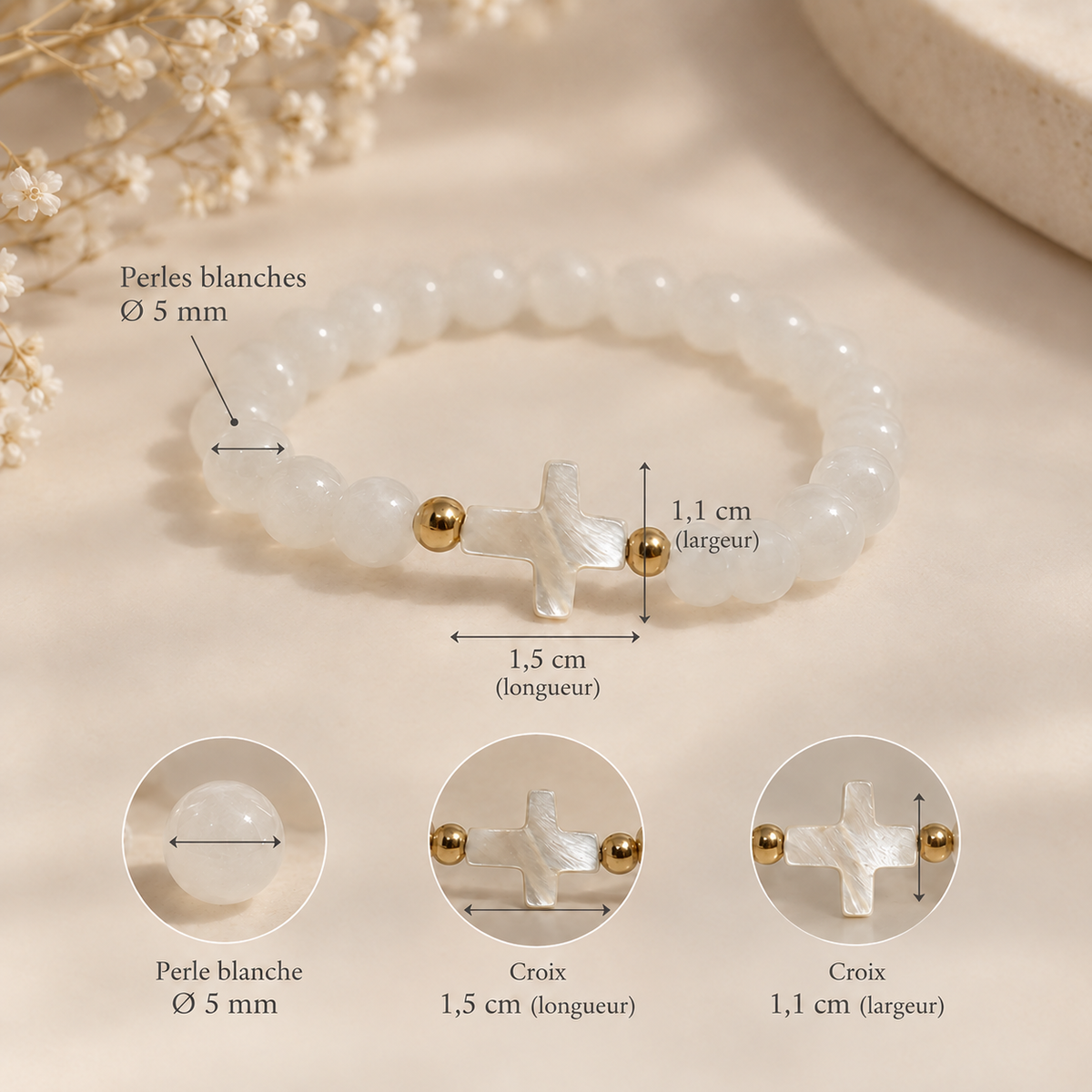 Bracelet Blanc et Doré