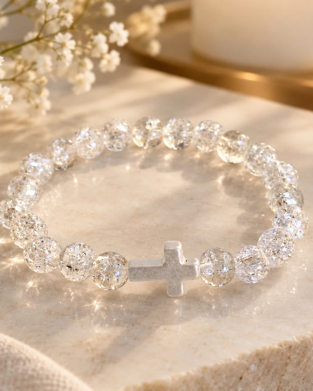 Bracelet Blanc Éclat Cristal