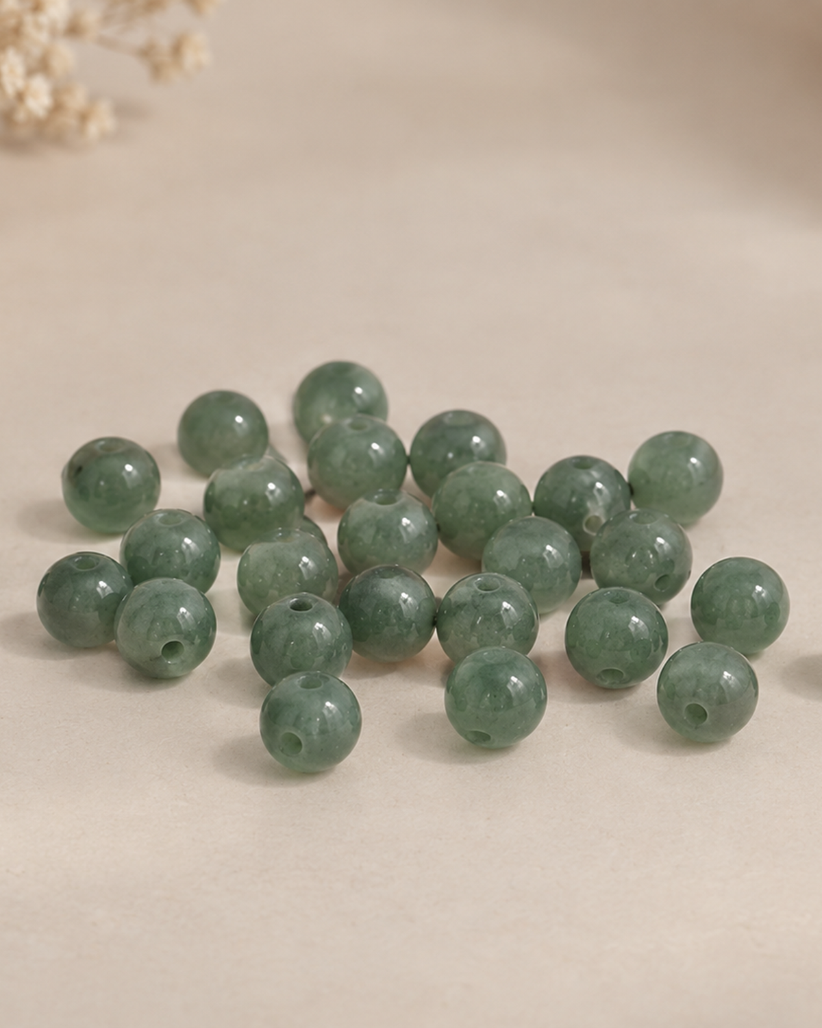 Perles rondes vertes en pierre naturelle, diamètre 5 mm