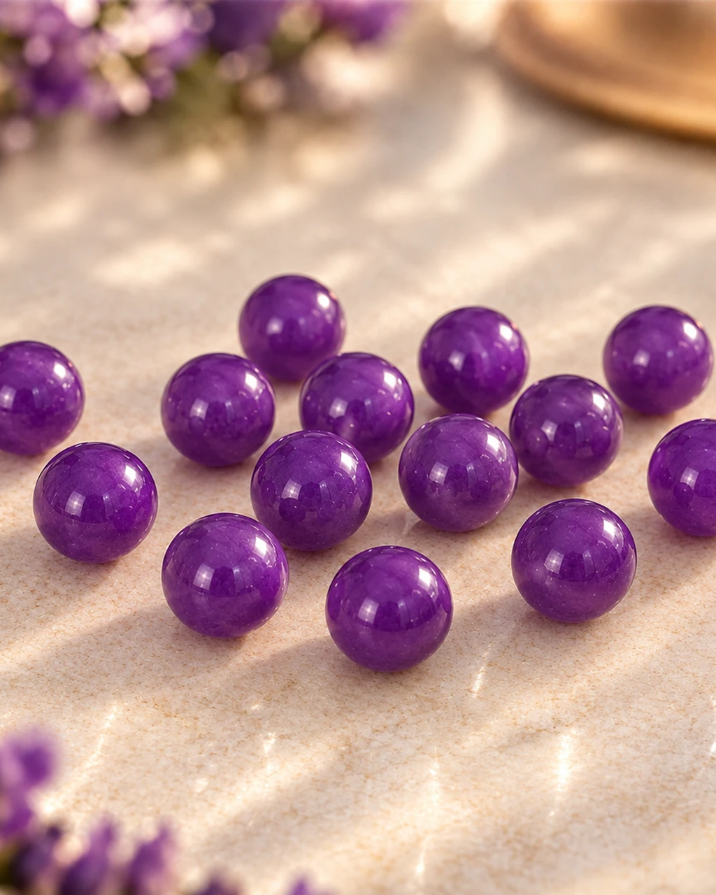 Perles rondes violettes en pierre naturelle, diamètre 8 mm