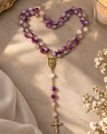 Chapelet Céleste avec Médaille Miraculeuse et crucifix, disposé en cœur